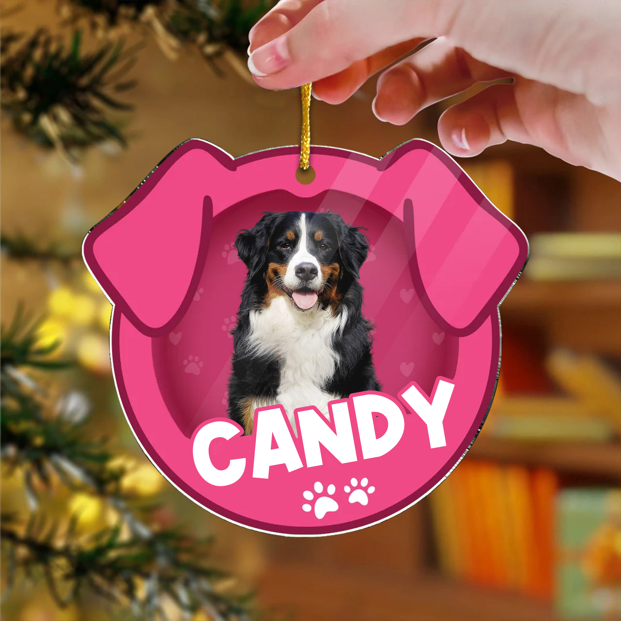 Personalized Dog Ear Photo Ornament  Acrylic Custom Pet Memorial Christmas Gift for Dog Lovers-ASO-ZQWZ9