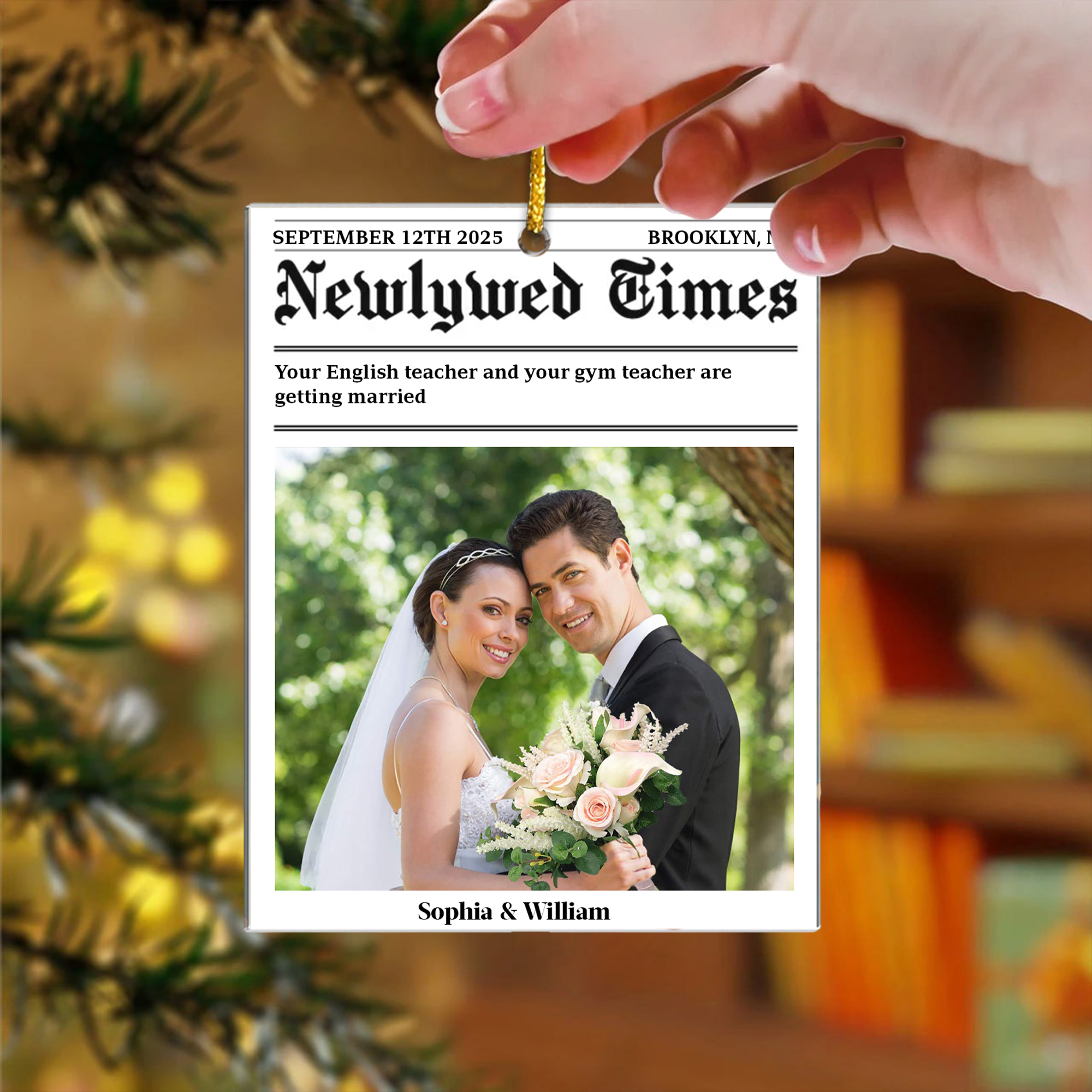 Personalized Wedding Photo Ornament Newlywed Times Keepsake Acrylic First Christmas Gift for Couples 2025-ASO-8NBT9