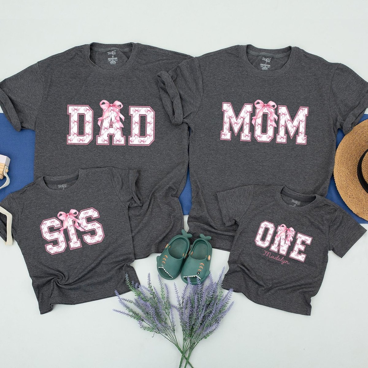 Pink Bow First Birthday Matching Shirts Bow Birthday Girl Shirts Family Matching Pink Bow Party Shir 189