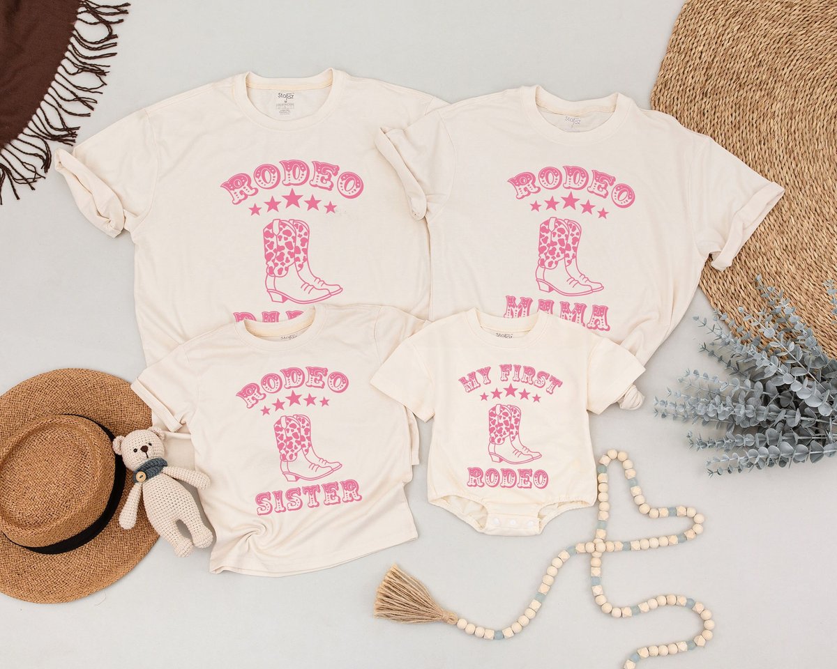 Pink Rodeo 1st Birthday Shirts Western Family Matching Shirts Western Mama Mini Shirt Matching Mom D 168