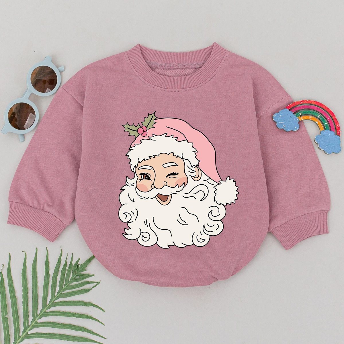 Pink Santa Claus Romper 1st Christmas Santa Romper Baby Shower Gift Christmas Outfit Newborn for Gir