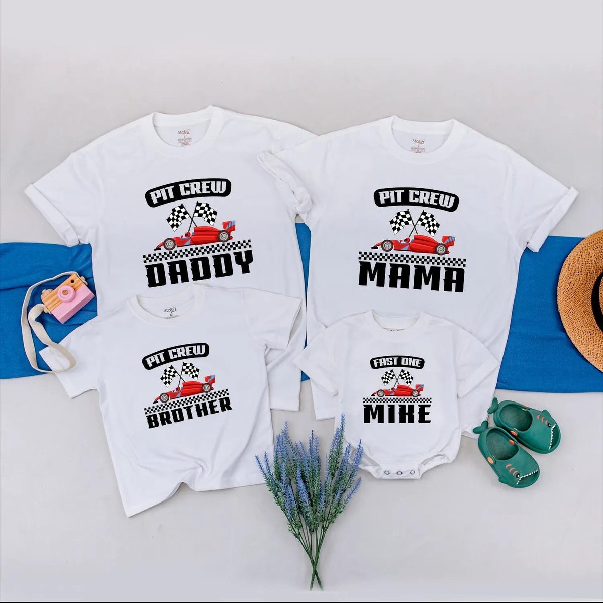 Pit Crew Family Matching Shirt Fast One Baby Outfit Race Day Family Look Custom Race Party Clothes G 432