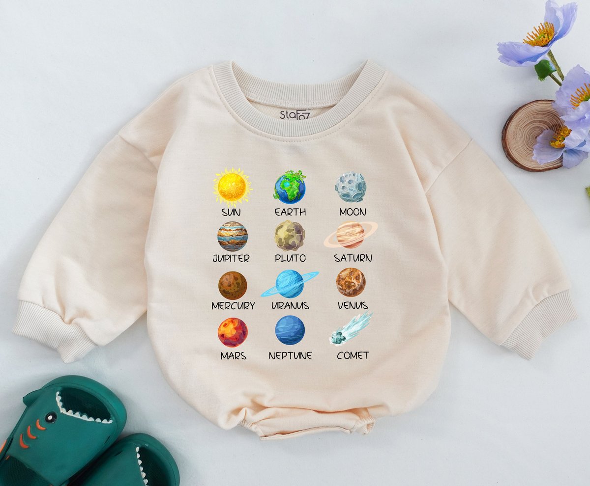 Planets Kids Romper Astronaut Baby Romper Planets Baby Bodysuit Newborn Gift Idea Moon Toddler Swea