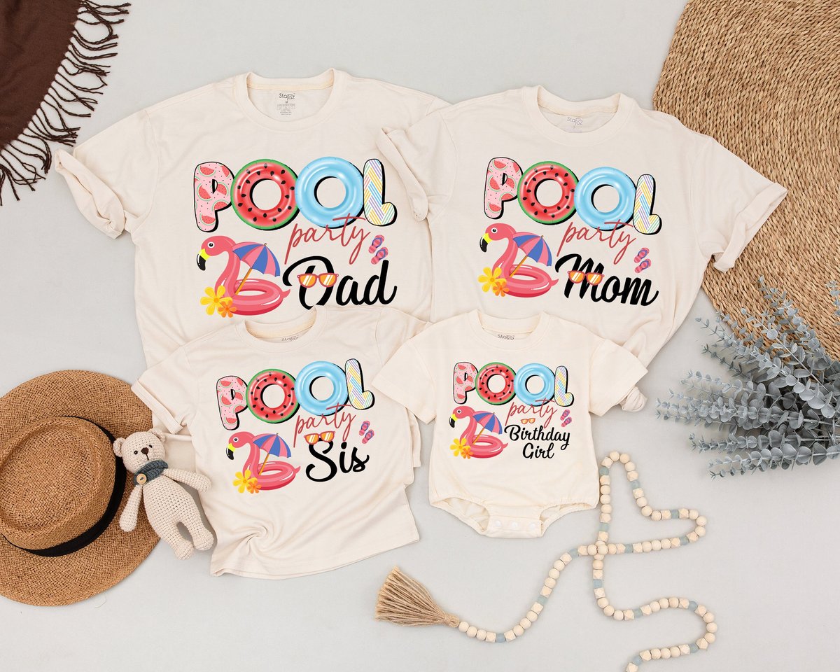 Pool Party Family Matching Shirts Pool Party Outfit Summer Family Outfit Birthday Girl Shirts Mommy 171