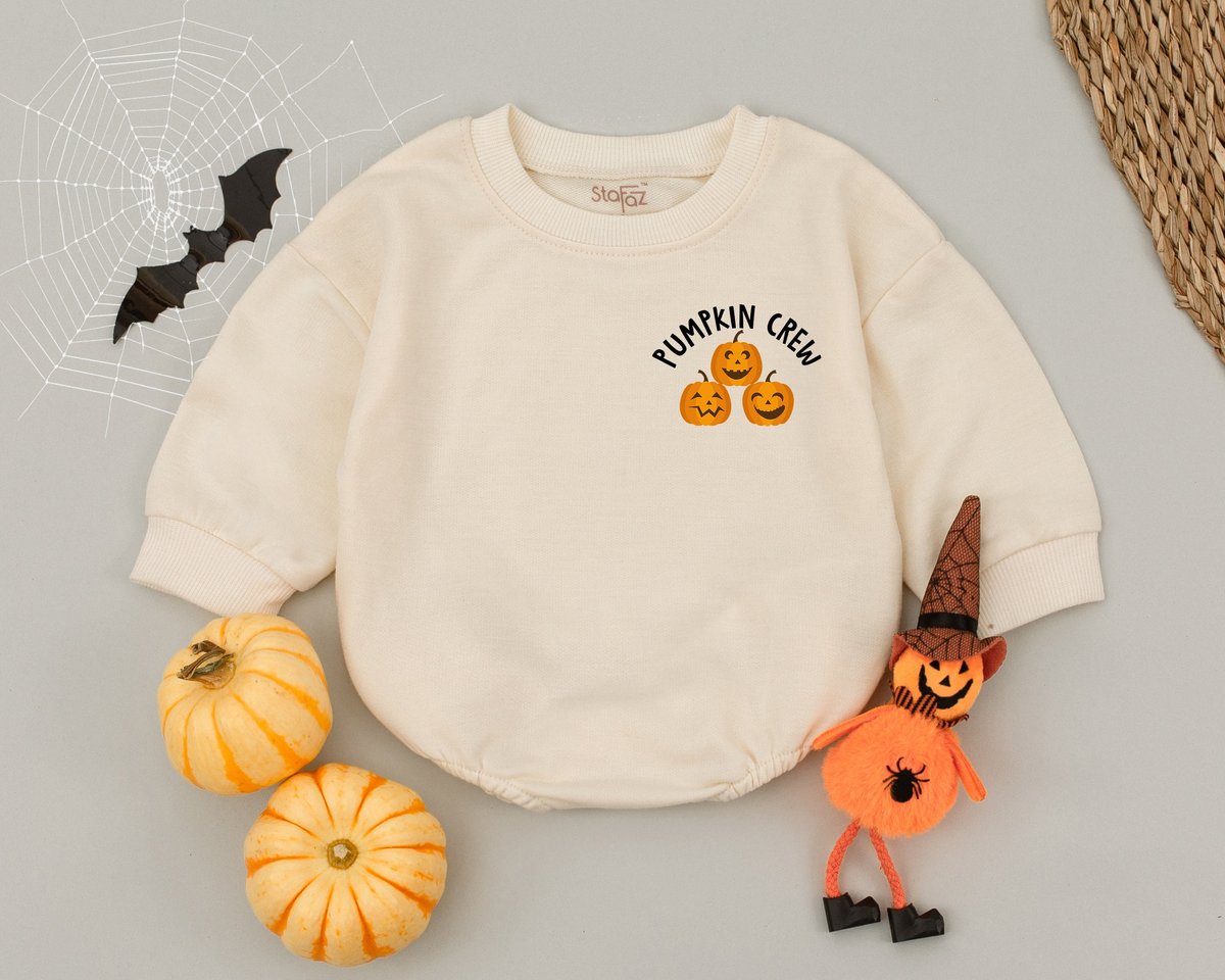 Pumpkin Crew Romper Halloween Baby Clothes First Halloween Outfit Halloween Costume Pumpkin Bodysuit