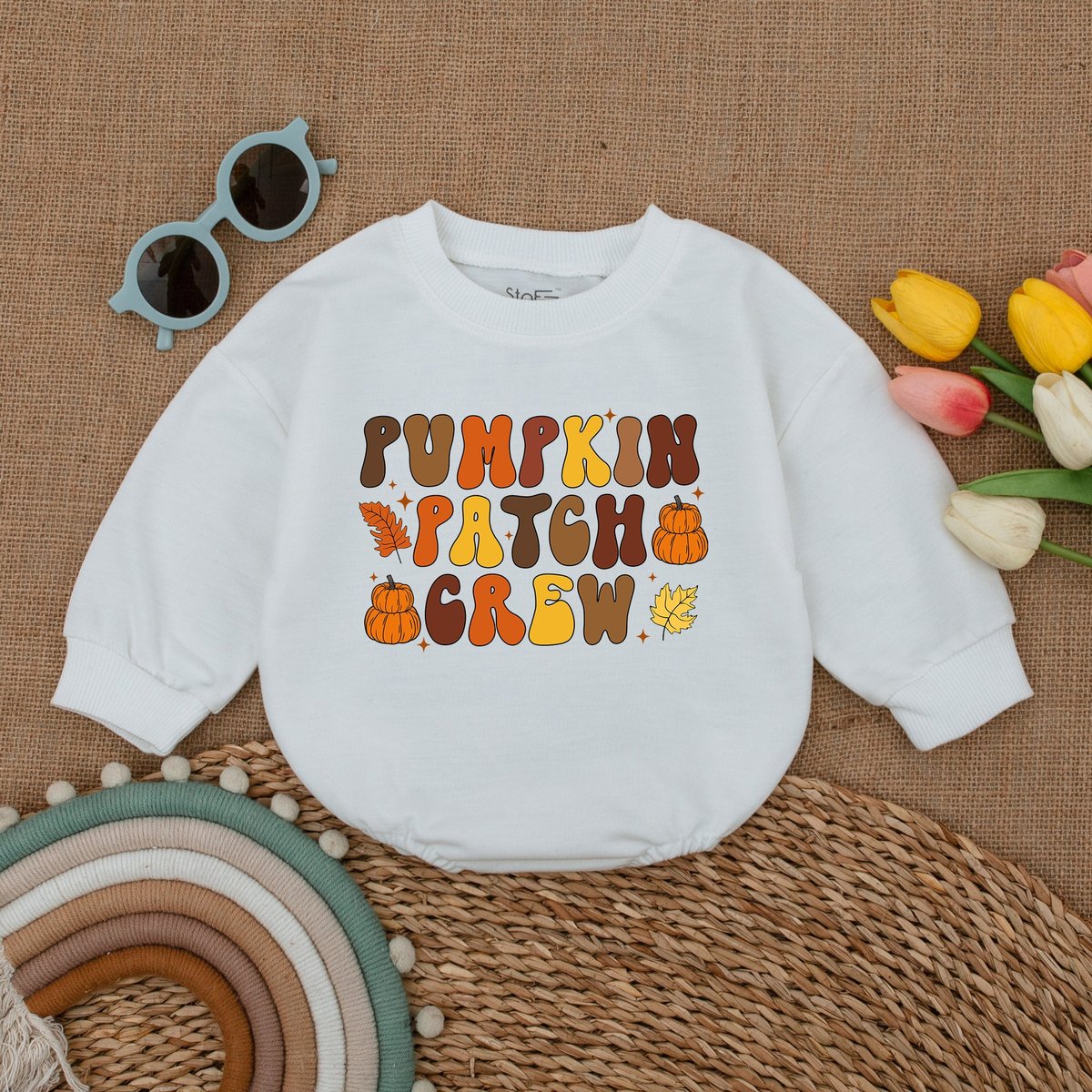 Pumpkin Patch Crew Baby Romper Vintage Pumpkin Bodysuit Baby Thanksgiving Outfit Fall Baby Clothes F 174