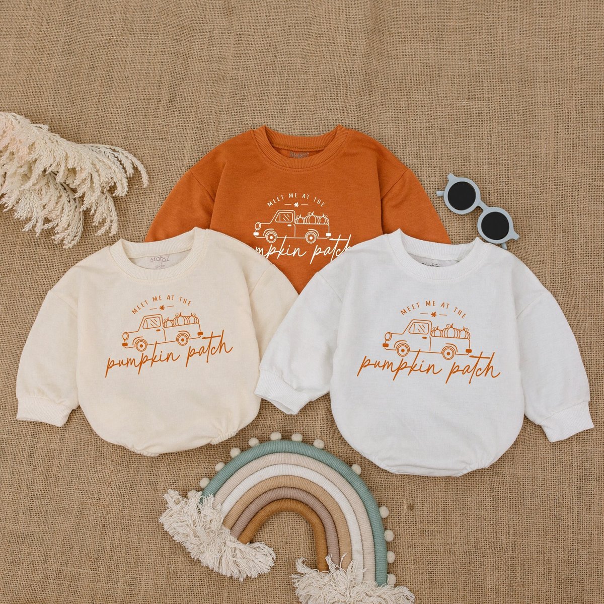 Pumpkin Patch Retro Natural Baby Romper Fall Toddler sweater Autumn Kids Clothes Funny Thanksgiving 158
