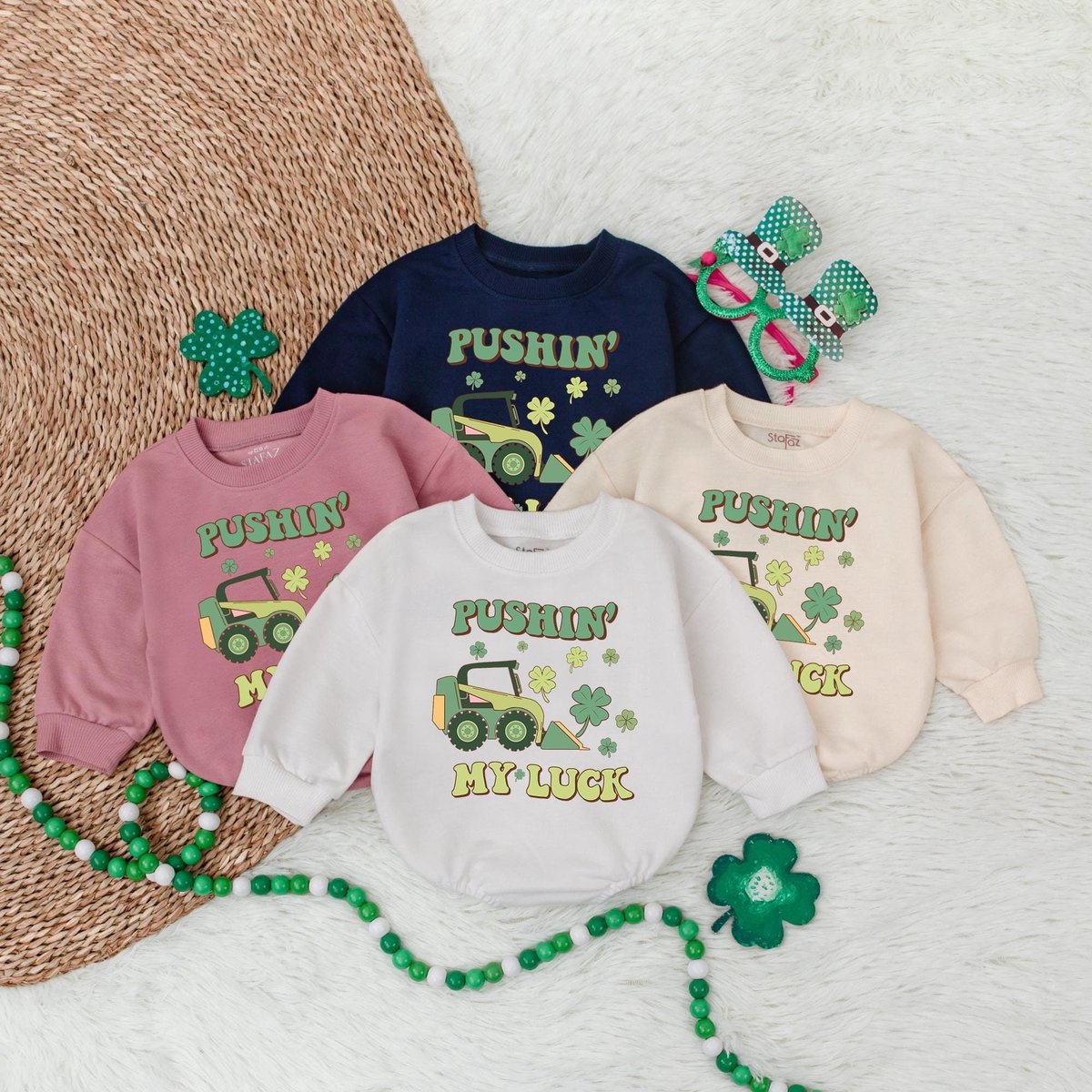 Pushing My Luck Bubble Romper St. Patrick's Day Girls Clothes Baby Shower Gift Baby Girl Clothes Cu 184