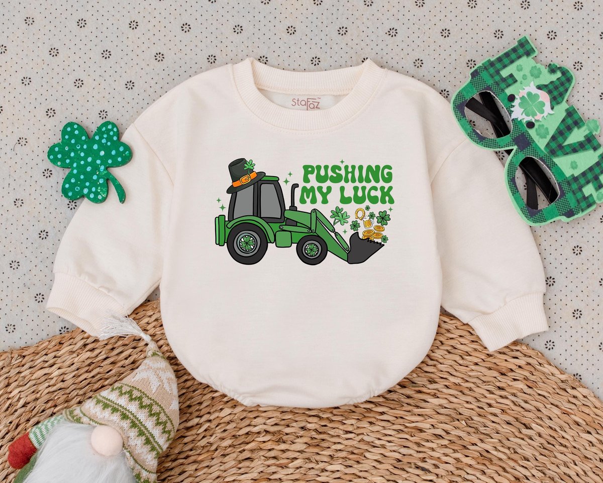 Pushing My Luck Romper My First St Patrick's Day Outfits Clover Patrick Baby Bodysuit Boys Girls Cl