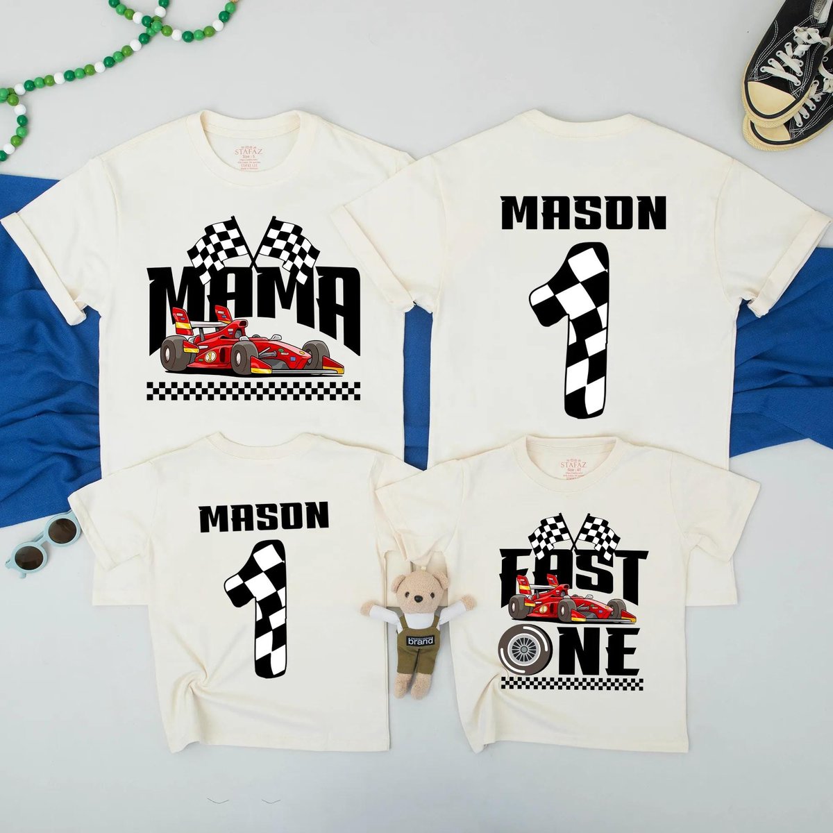 Race Car Birthday Family Matching Shirts One Fast Birthday Tshirts Fast One Birthday Custom Mama Mim 436