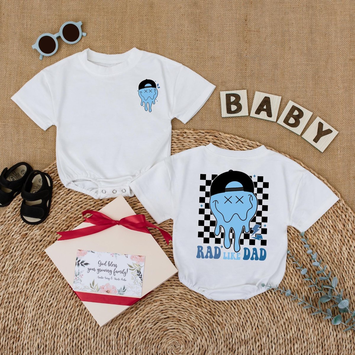 Rad Like Dad Baby Romper Smiley Face Bodysuit Father's Day Boy Outfit Toddler Baby Clothes Bubble R 430