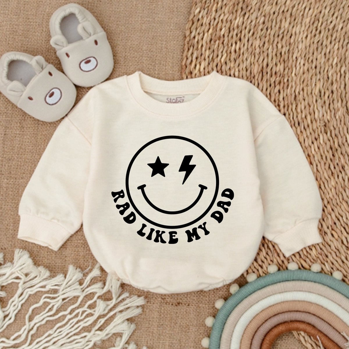 Rad Like Dad Baby Romper  Sweatshirt Bubble Romper  Baby Boy Clothes  Father's Day Outfit Baby