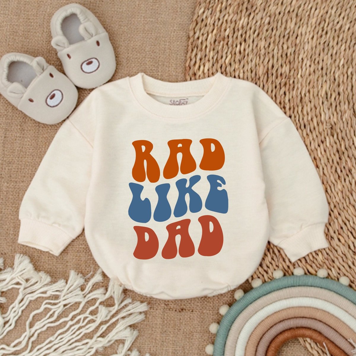 Rad Like Dad Baby Romper Sweatshirt Bubble Romper Baby Boy Clothes Father's Day Outfit Baby 169