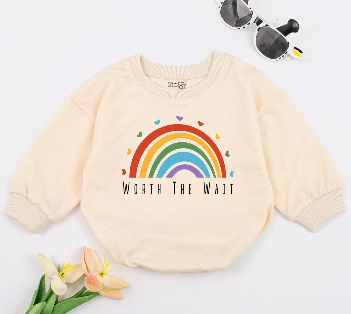 Rainbow Worth The Wait Baby Romper Baby Rainbow Bodysuit Pregnancy Announcement Gift Baby Reveal Bab 148