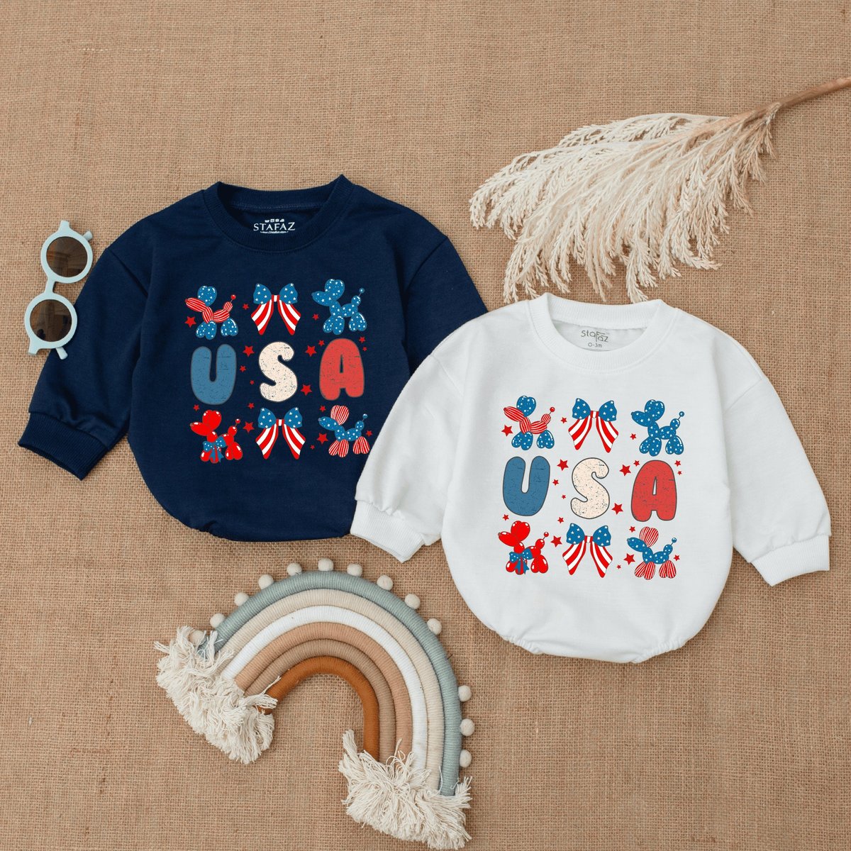 Retro 4TH OF JULY Bubble Romper Retro Patriotic Bodysuit Cute Fourth of July Baby Baby Clothing USA 173