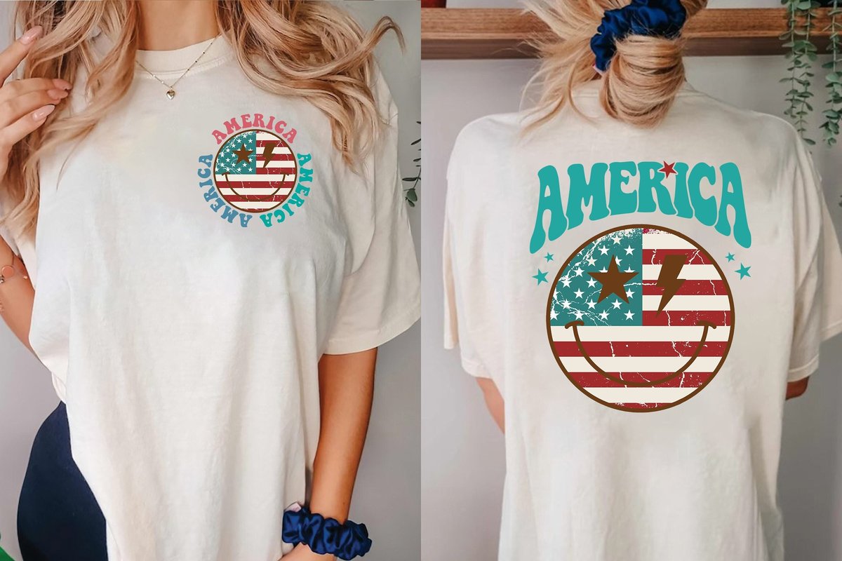 Retro America Shirt Oversized Tshirt July 4th Beach Shirt Lounge Comfort Shirt Weekend Lake Shirt Fu