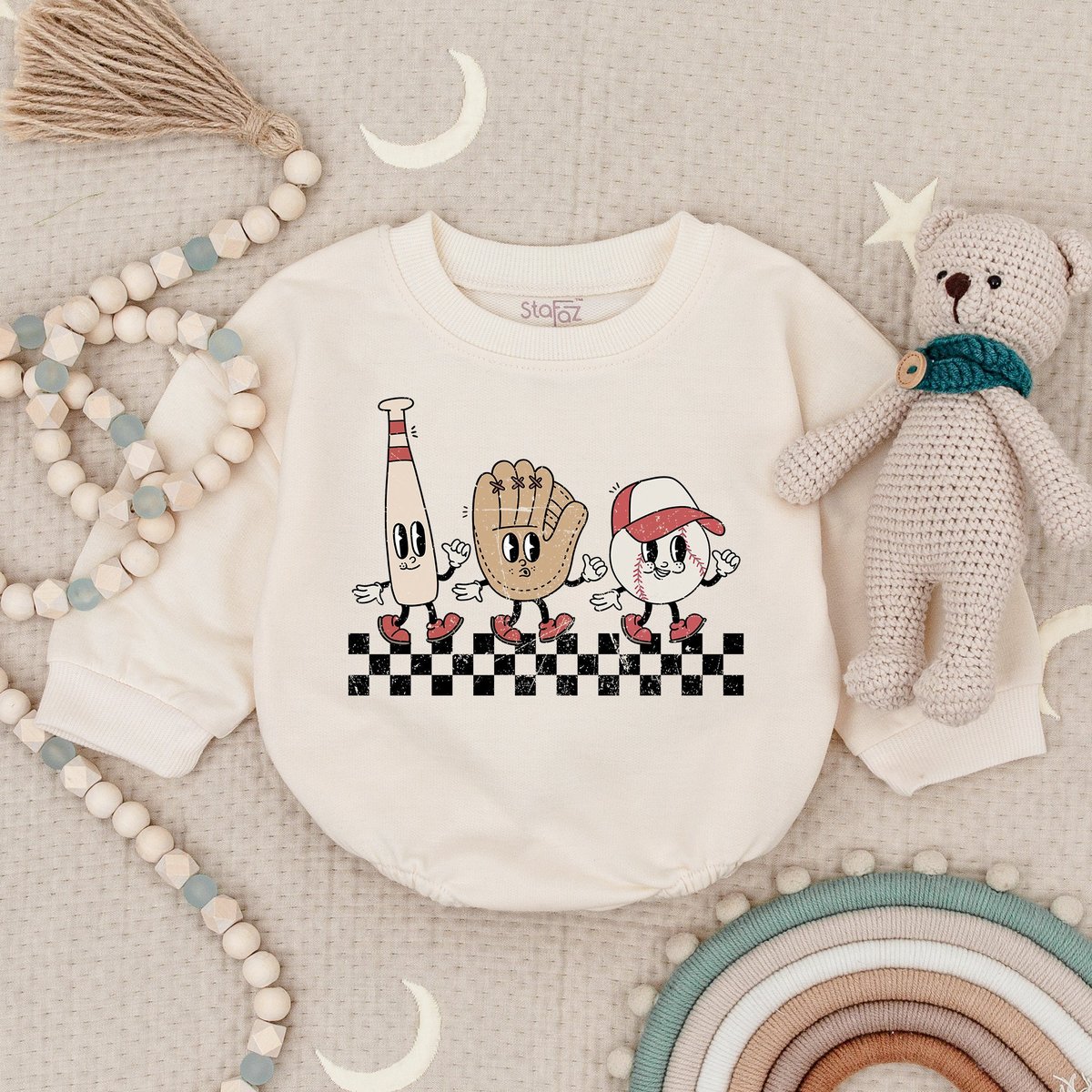 Retro Baseball Bubble Baby SweaterGame Day Vibes Baby Bodysuit Vintage Boys Baseball Babysuit Sporty