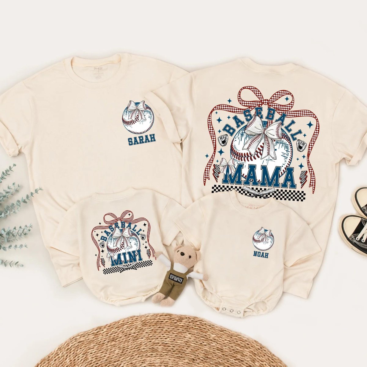 Retro Baseball Mama And Mini Shirt Trendy Baseball Bow Shirt Matching Family Baseball Shirt Custom B 430