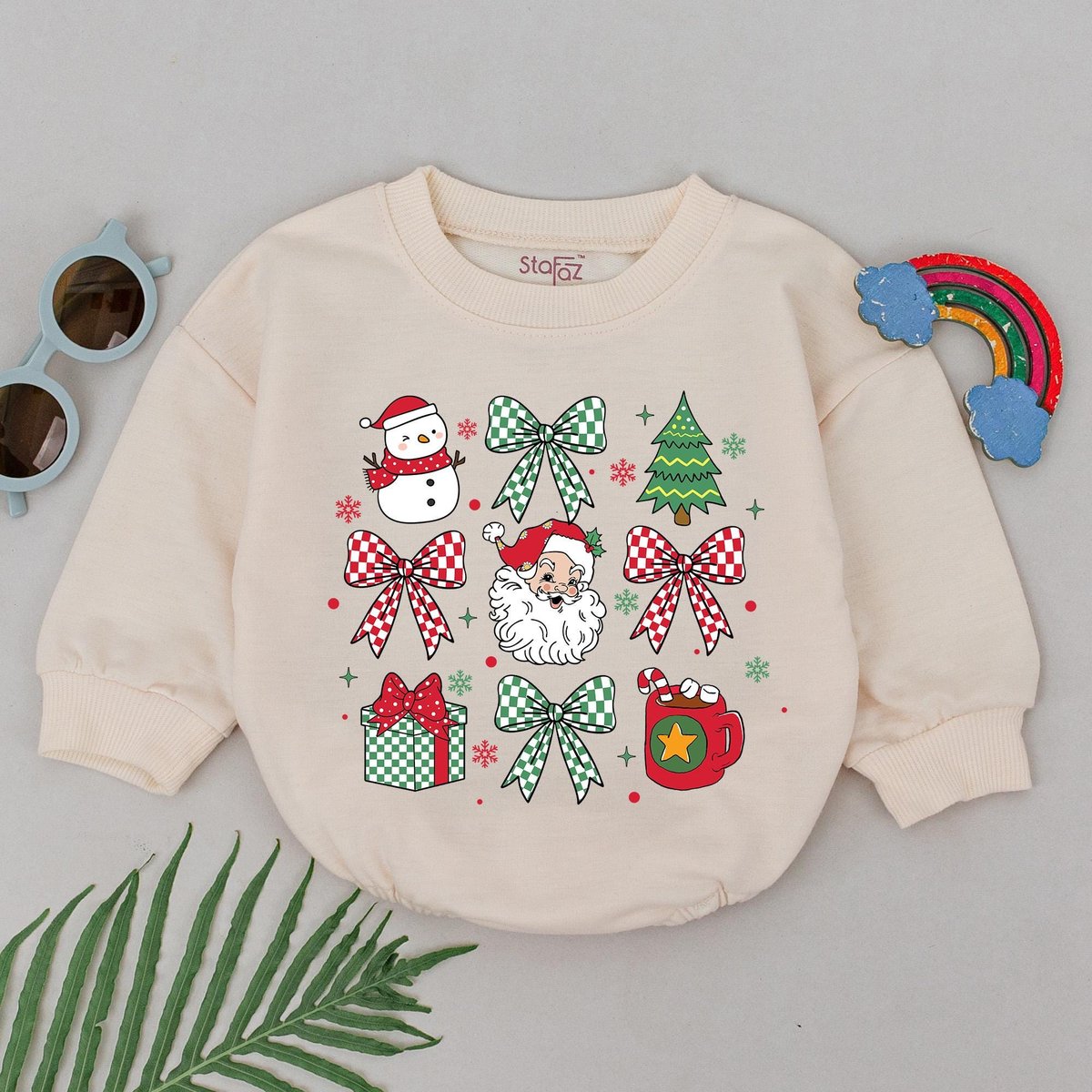 Retro Christmas Baby Romper Christmas Santa Outfit 1st Christmas Baby Romper Baby Shower Gift Newbor