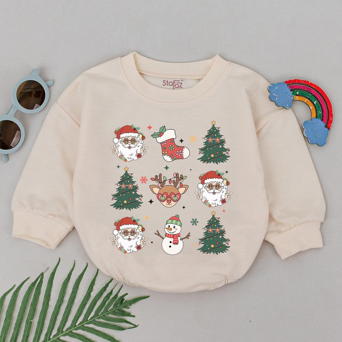 Retro Christmas Bubble Romper Christmas Santa Outfit 1st Christmas Baby Romper Baby Shower Gift Newb