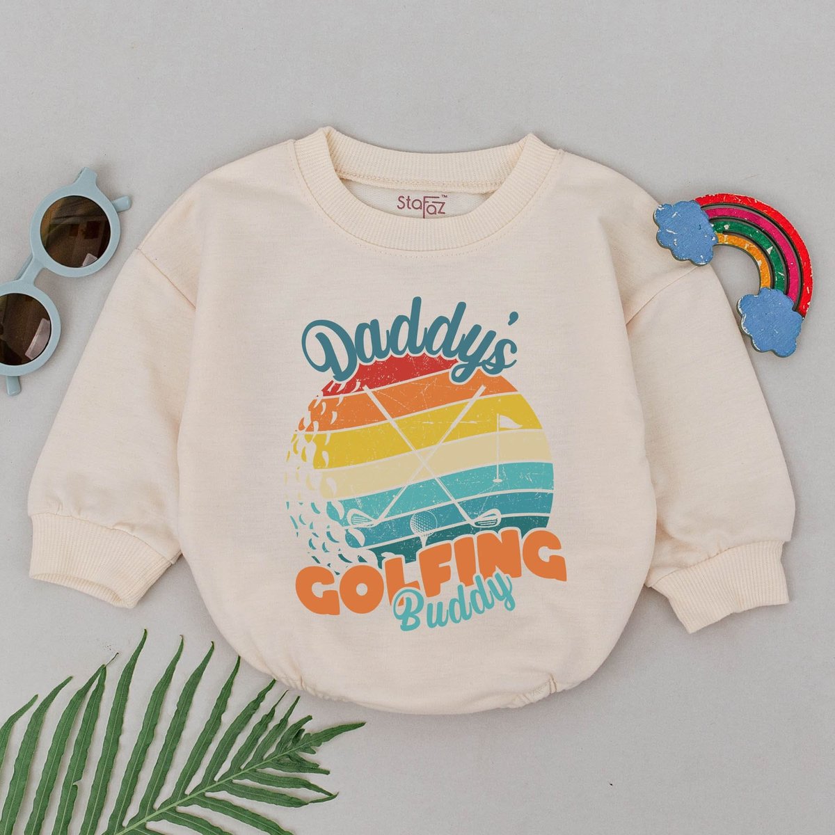 Retro Daddy's Golfing Buddy Romper Retro Future Golfer Buddy Bodysuit Father's Day Outfit Baby Boy