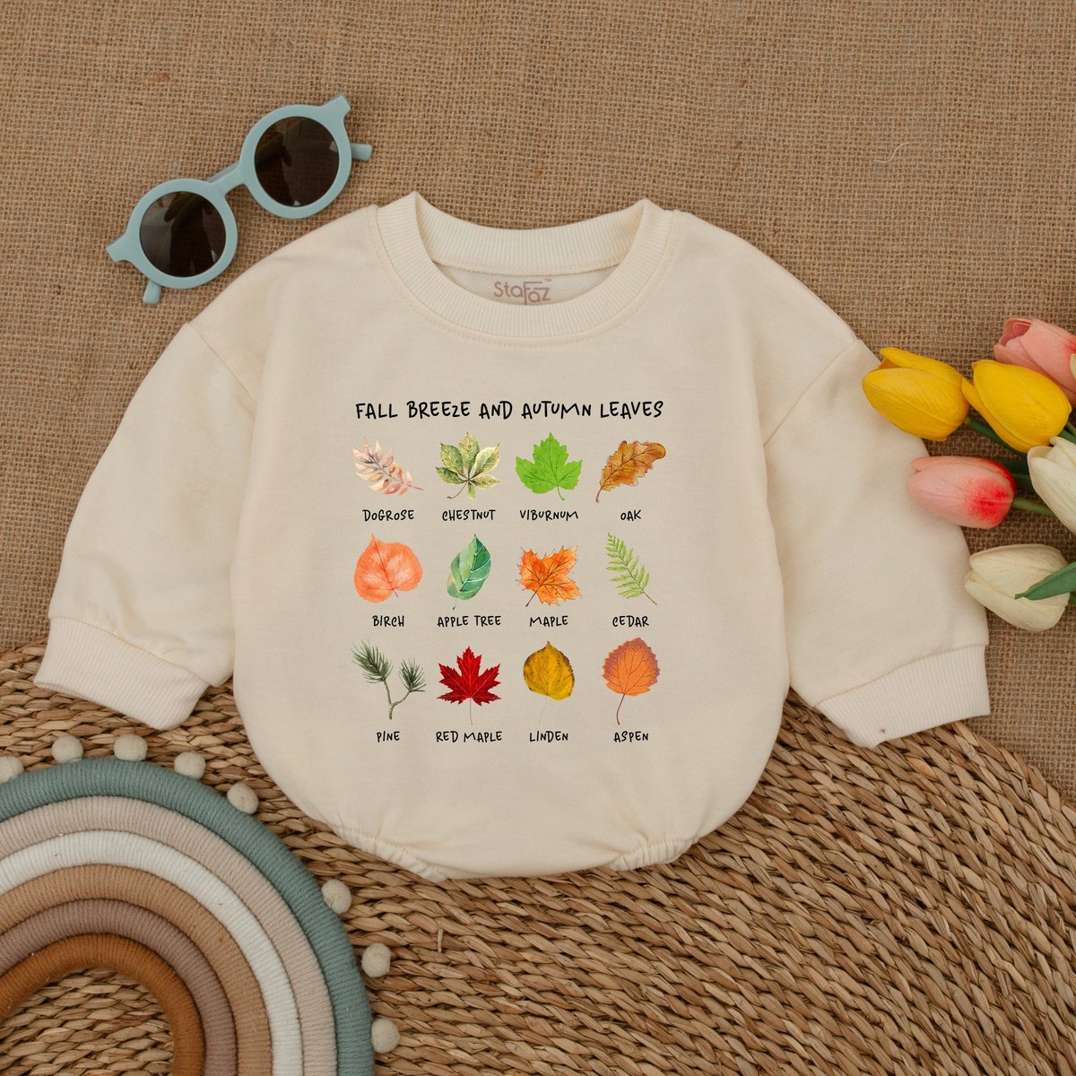Retro Fall Leaves Romper Thanksgiving Baby Bodysuit Retro Fall Baby Bodysuit Fall Baby Outfit Autumn 174