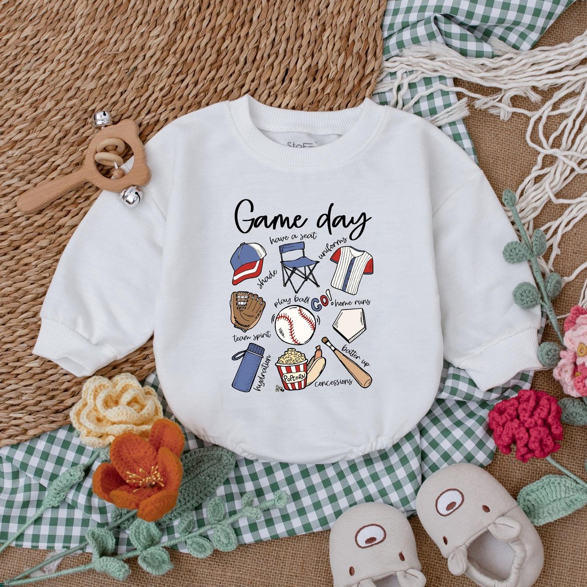 Retro Game Day Baseball Baby Romper Baseball Game Day Baby Bodysuit Gameday Season Baseball Baby Sho 186