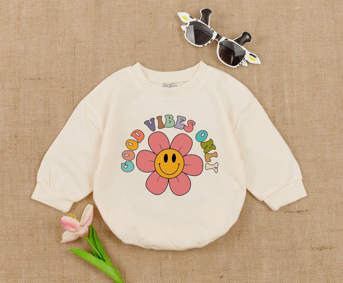 Retro Good Vibe Only Baby Outfit Groovy Baby Shower BodysuitSmile face BodysuitSmile Face Birthday O
