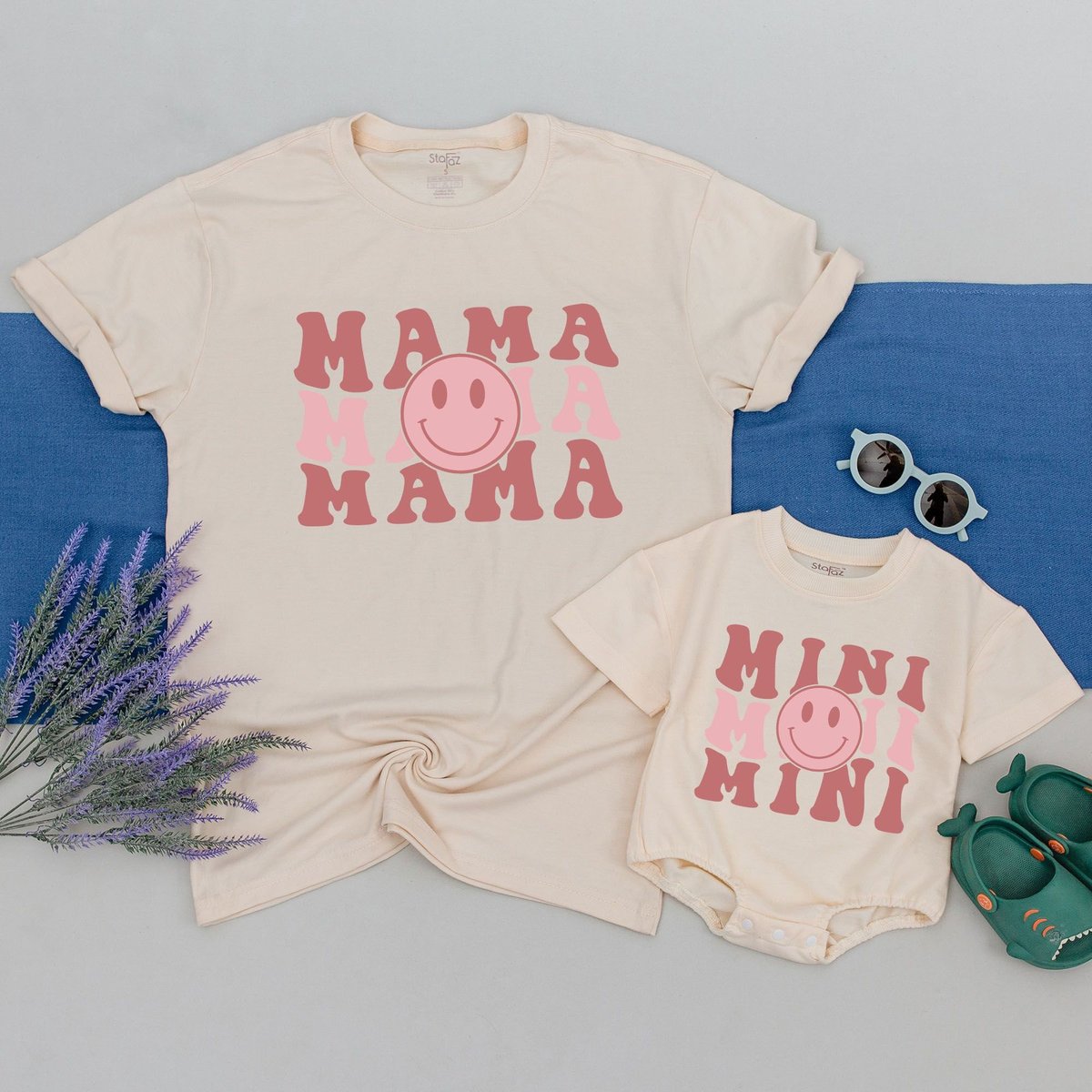 Retro Happy Face Mama And Mini Shirt Mama And Girl Shirt Mommy And Girl Matching Mama and Mini Shirt 172