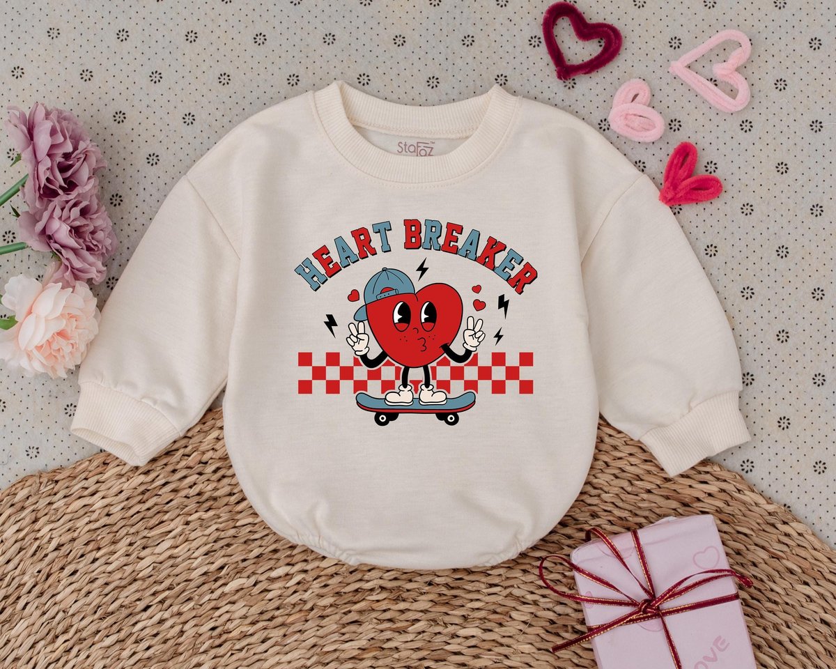 Retro Heartbreaker Kids Valentines Day Baby Romper 1st Valentines Day Outfits Baby Bodysuit Baby Sho