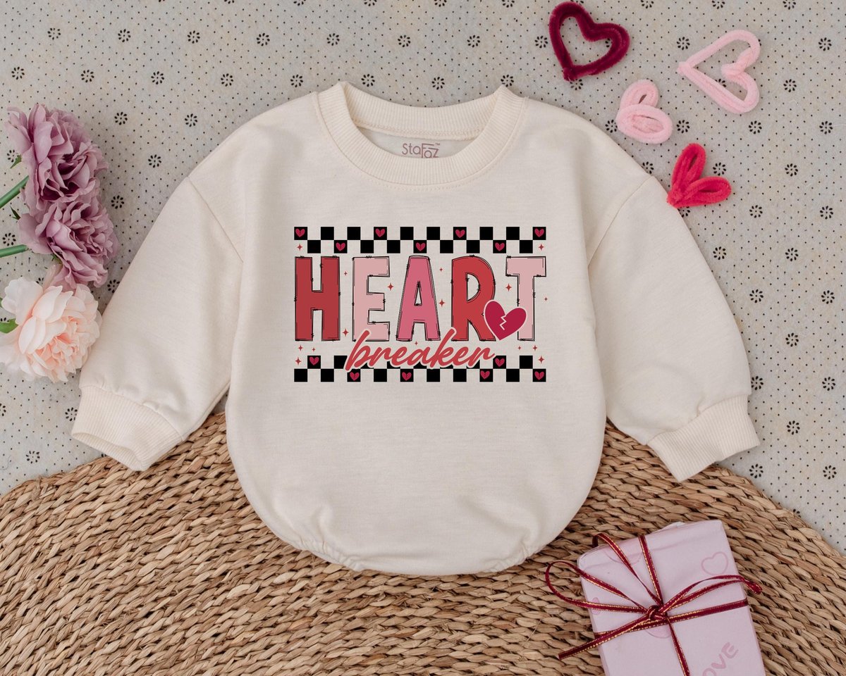 Retro Heartbreaker Kids Valentines Day Romper My 1st Valentines Day Outfits Baby Shower Gift Valenti