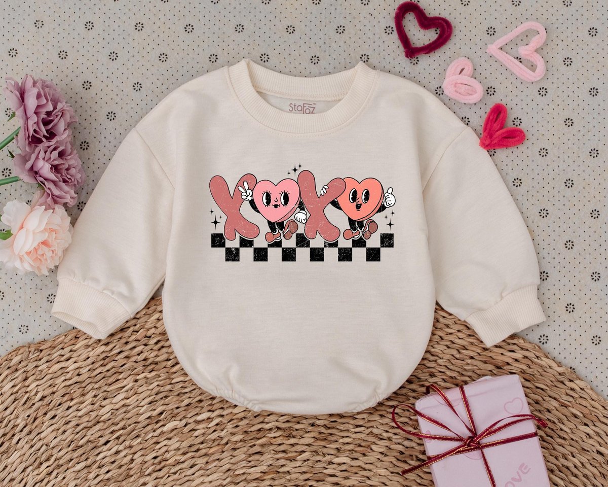 Retro Kids Valentines Day Romper My 1st Valentines Day Outfits Baby Bodysuit Baby Shower Gift Valent