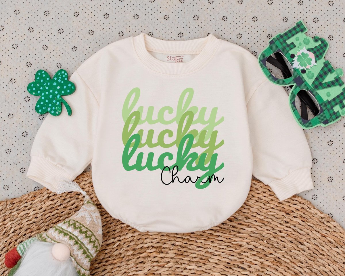 Retro Lucky Charm My First St Patrick's Day Outfits Clover Patrick Baby Bodysuit Baby Boys Girls Cl
