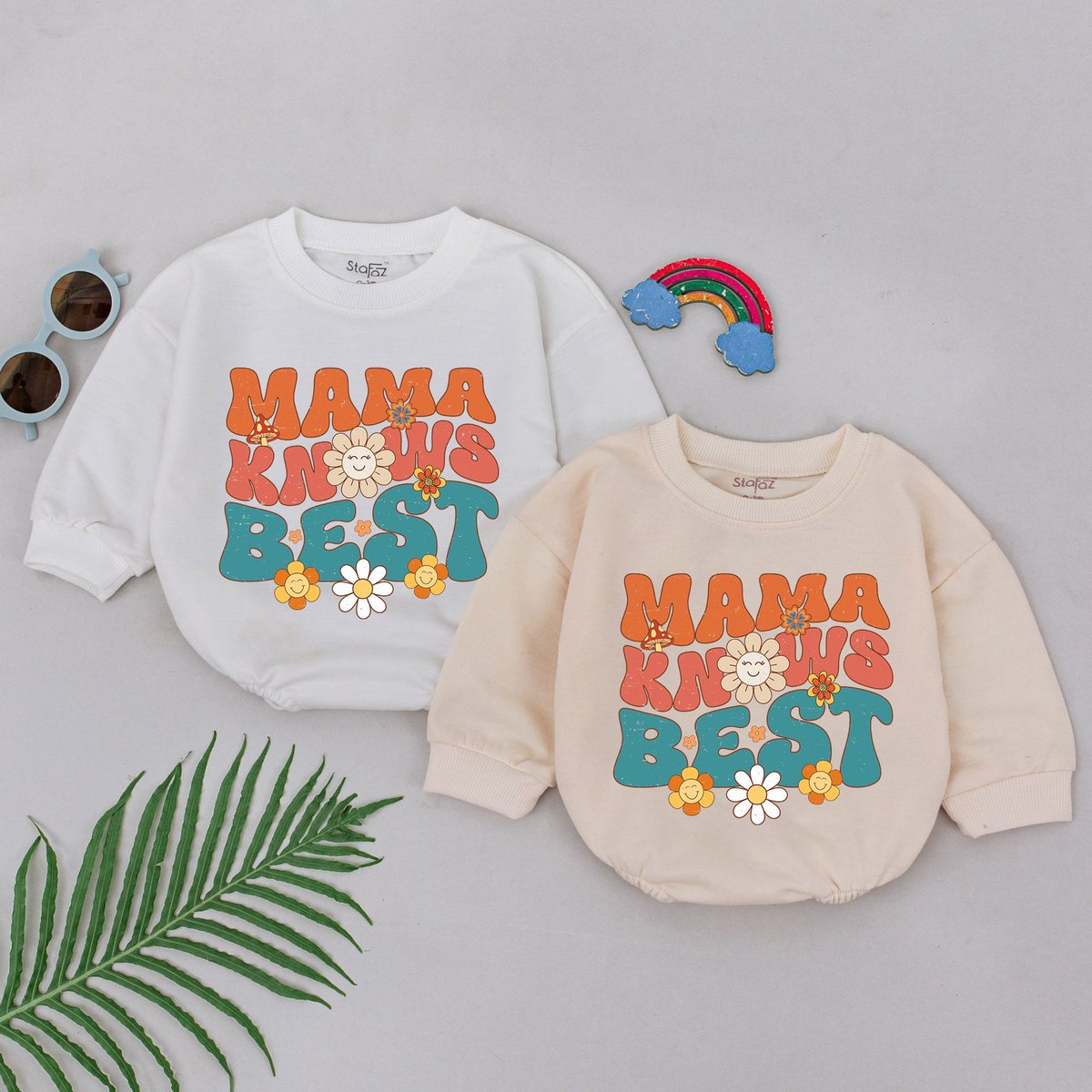 Retro Mama Knows Best Romper Flower Mama's Girl Romper Mom Baby Outfits First Mother's Day Gift Ba