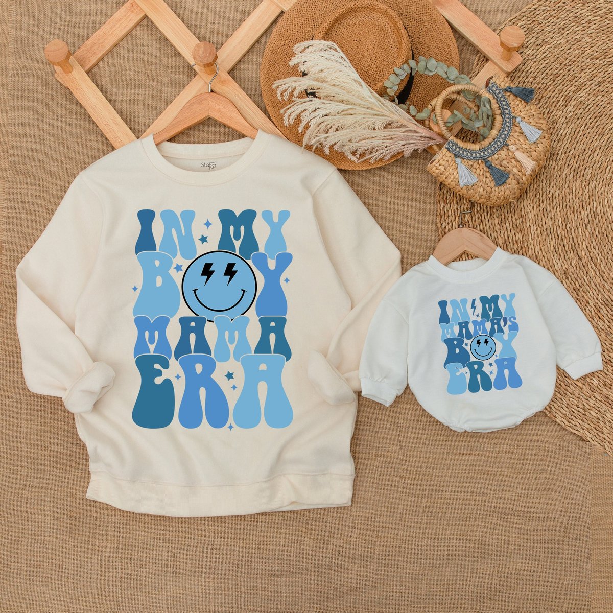 Retro Mamas Boy And Mama Outfit Neutral Toddler Baby Romper Mother And Boys Matching Sweatshirt Baby