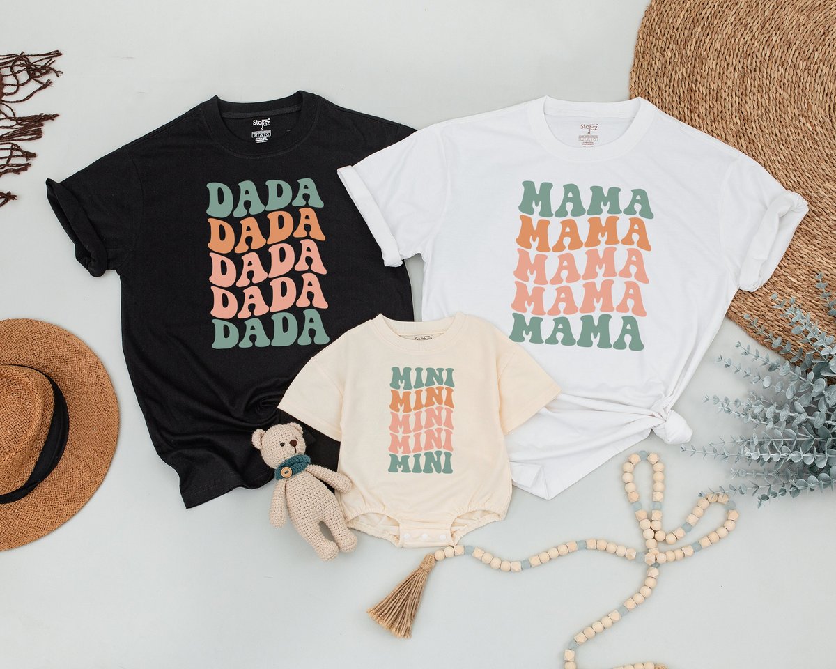 Retro Matching Family T Shirts Mama Dada Mini Family Shirts Mommy and Me Daddy and Me Mama Mini Shir 170