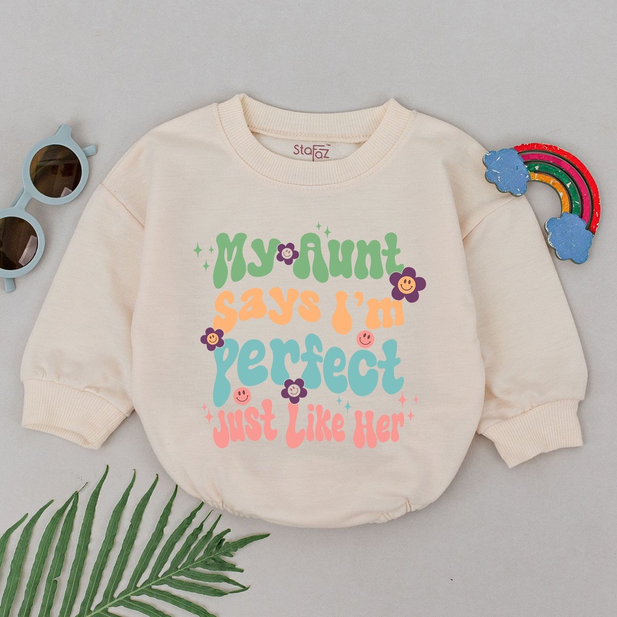 Retro My Aunt Says I'm Perfect Romper Auntie's Bestie Outfit Mother's Day Gift Gift from Aunt New