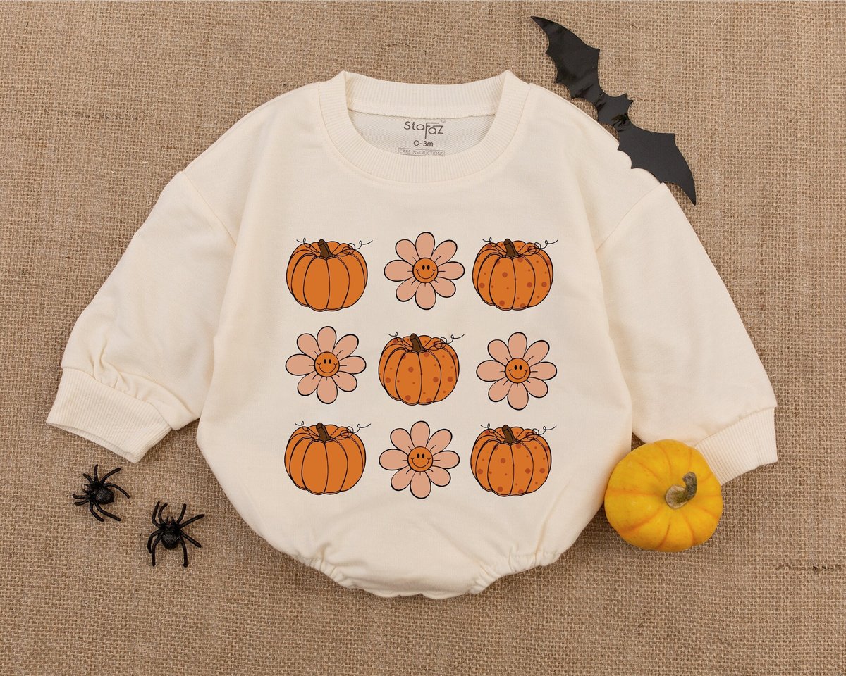 Retro Pumpkin Halloween Baby Romper Halloween Newborn Clothes Halloween baby Shower First Halloween