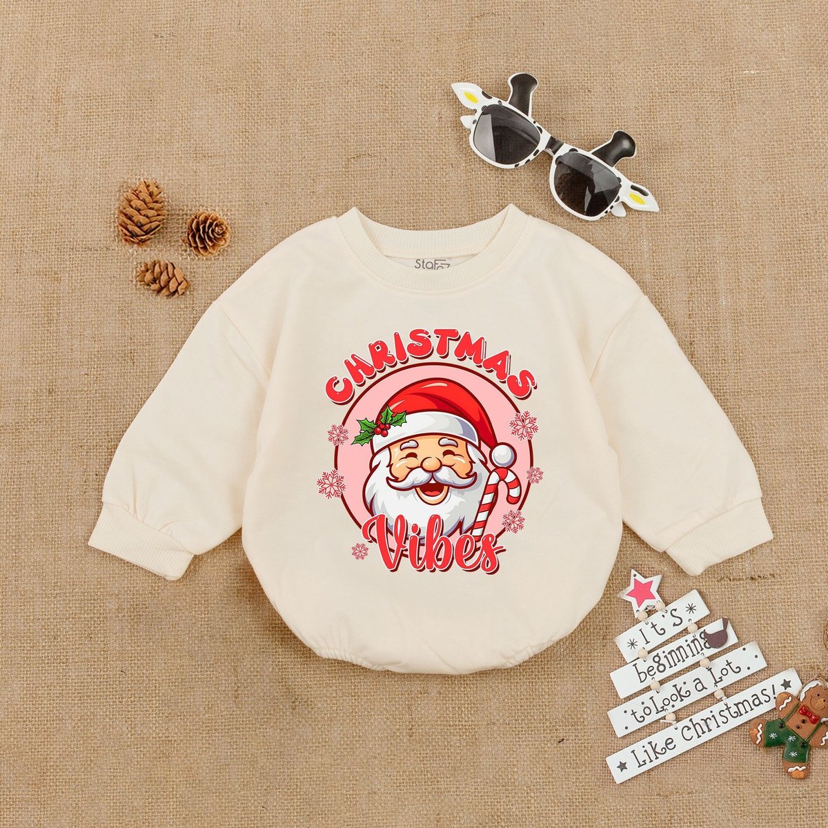 Retro Santa Claus RomperFunny Christmas Baby RomperChristmas Baby ClothesChristmas Gift Baby Cozy Cl