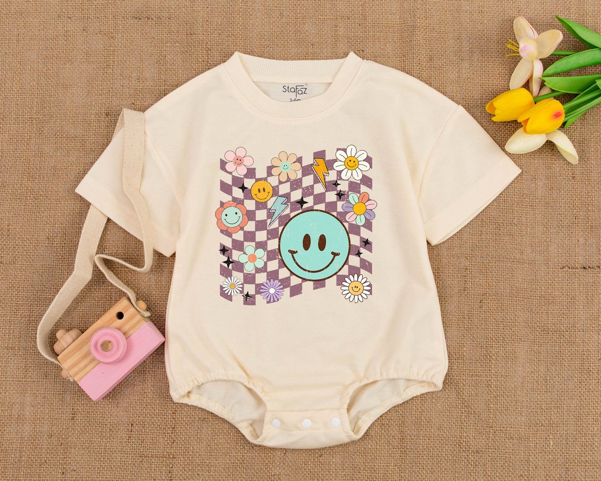 Retro Smile face Romper Retro Baby Romper Smile face Baby and Short Sleeve Romper Smile Face Birth 148
