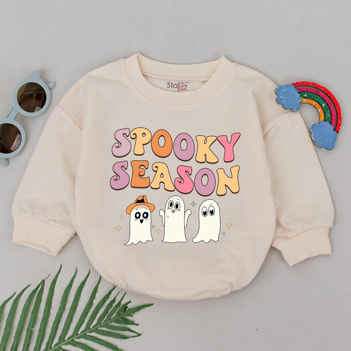 Retro Spooky Season Baby Romper First Halloween Romper Baby Shower Gift Baby Boo Outfits Newborn for