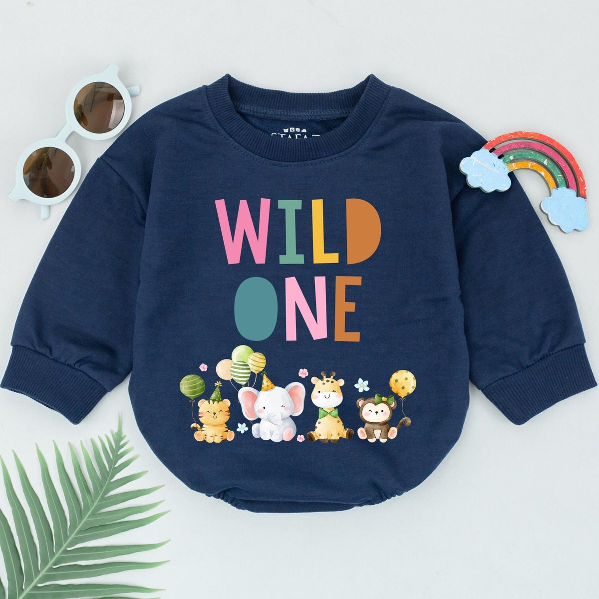 Retro Wild One Birthday Romper Wild One 1st Birthday Baby Boys Clothes Wild One Safari Bubble Romper