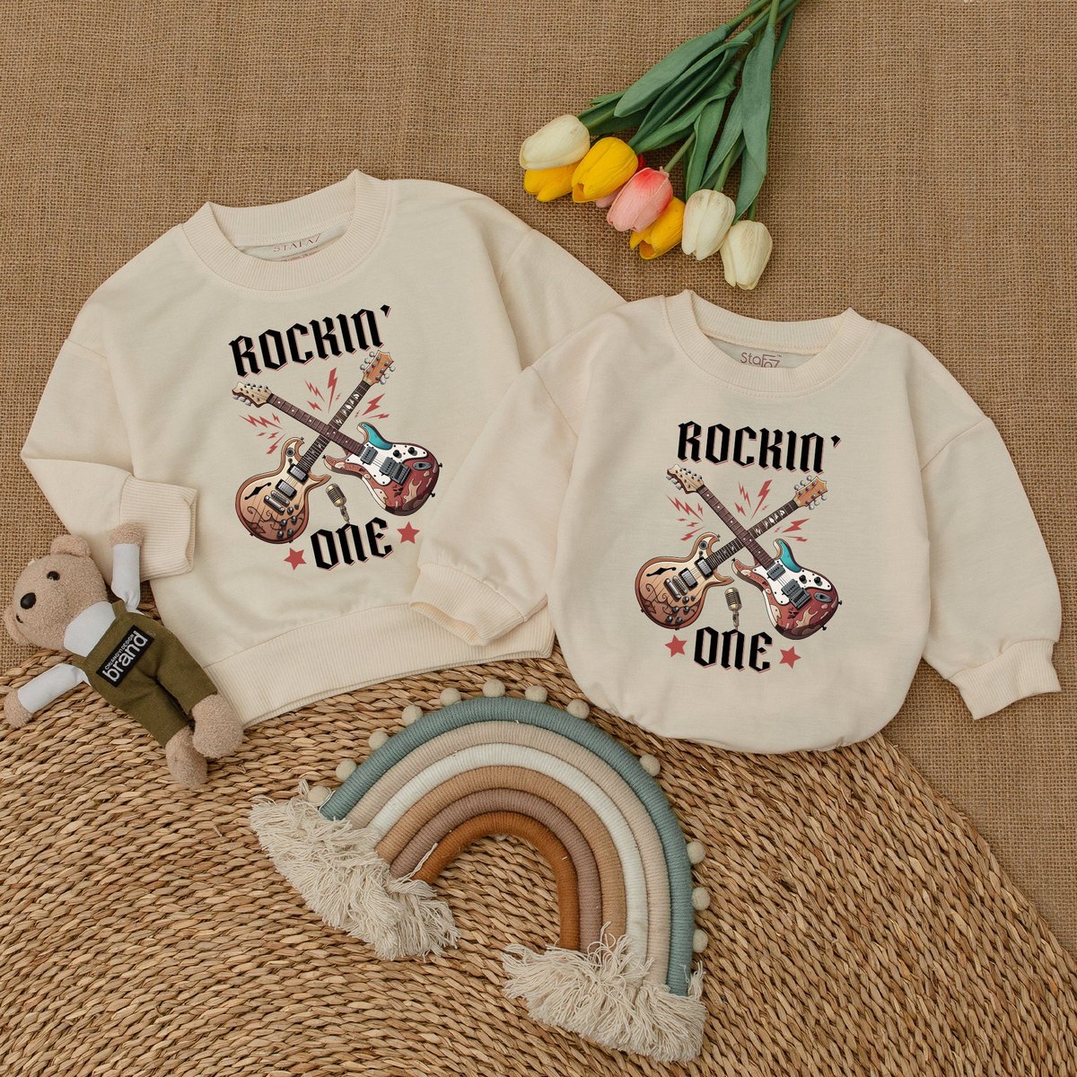 Rockin' One Birthday Romper Rock n Roll Rock and Roll 1st Birthday Bodysuit Rock Star Birthday Matc 173