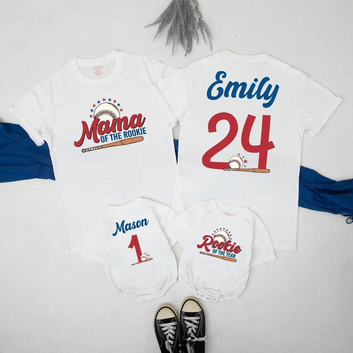 Rookie of the Year Baseball Family Shirts Baseball Mom and Baby Tee Baseball First Birthday Custom N 433