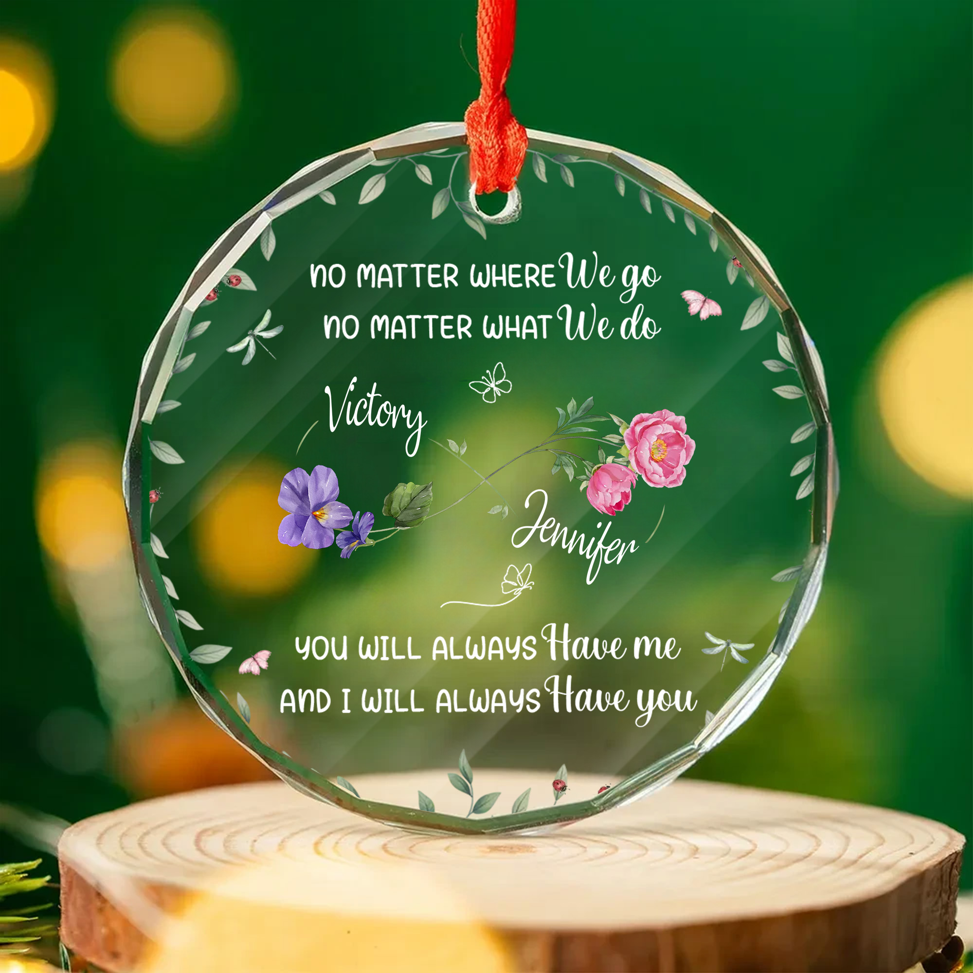 Personalized Best Friend Birth Flower Ornament  Faceted Glass  Christmas Gift for Besties  Sisters 2025-GLO-OARKB