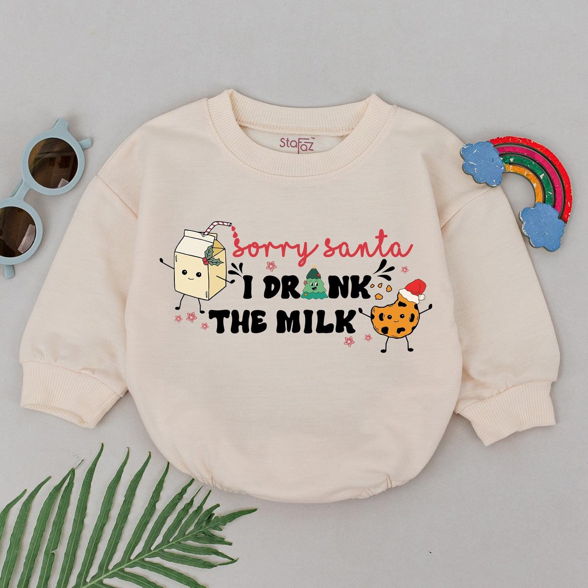 Santa I Drank the Milk Romper 1st Christmas Baby Romper Xmas Clothes Baby Shower Gift Christmas Outf