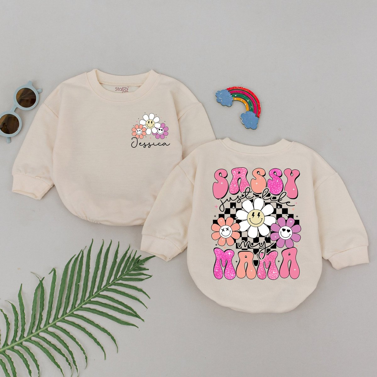 Sassy Just Like My Mama Romper Retro Mama's Girl Pink Romper Mom Baby Outfits 1st Mother's Day Gif