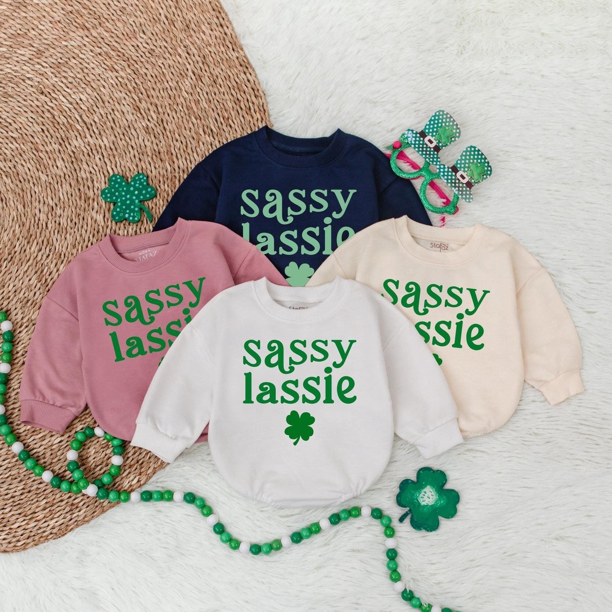 Sassy Lassie Bubble Romper St. Patrick's Day Girls ClothesBaby Shower GiftRomper Bodysuit Baby Girl 182