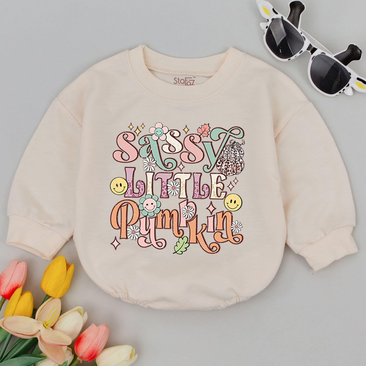Sassy Little Pumpkin Baby Romper Halloween Bodysuit Sweatshirt Halloween Baby Outfit Fall Baby Cloth 178