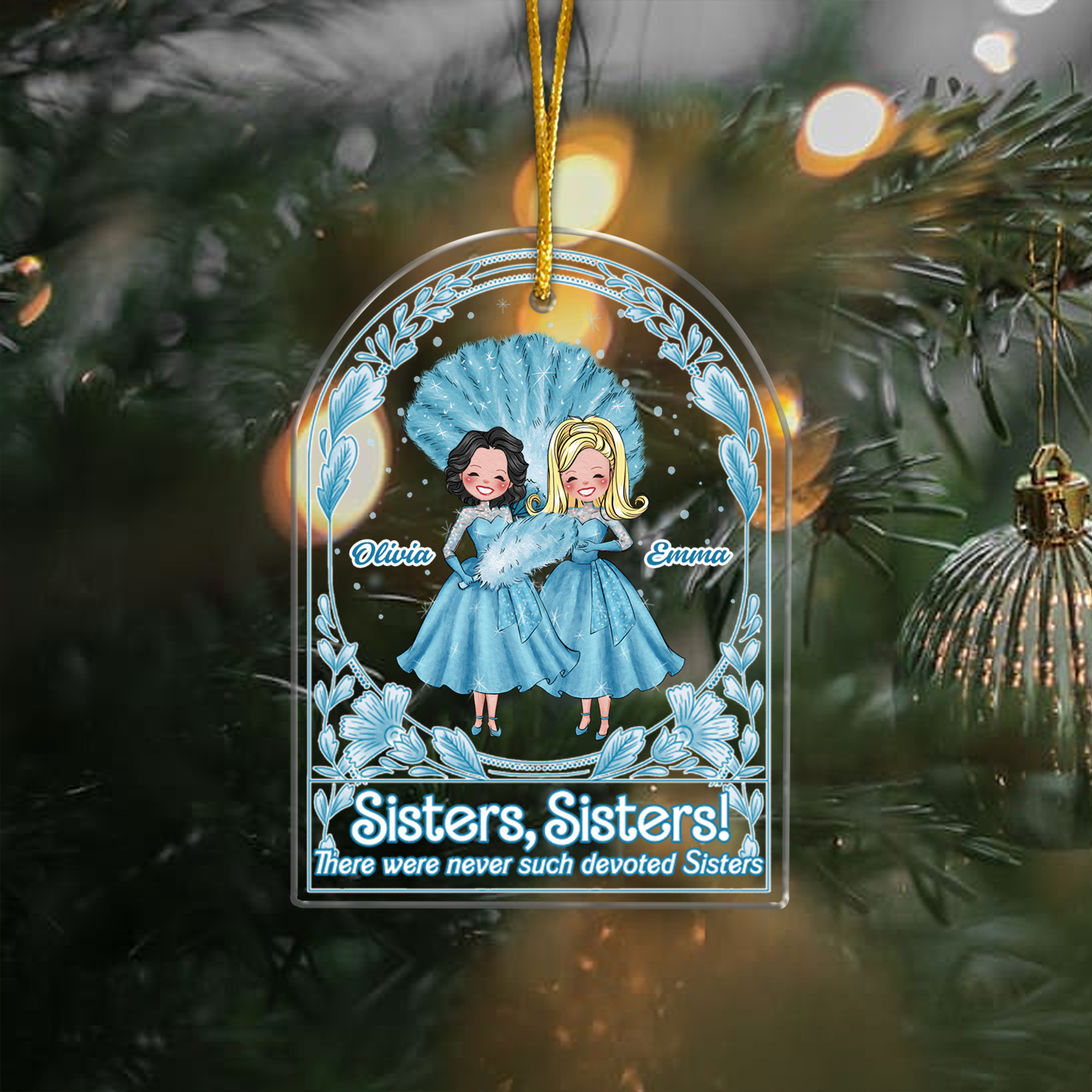 Personalized Sisters Sisters Ornament  Acrylic White Christmas Style  Gift for Sisters  Besties 2025-ASO-SX3SL